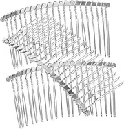 SOLUSTRE 3pcs 20 Tooth Metal Hair Combs for Women, Bridal & DIY Projects, Silver