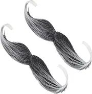 2Pcs Realistic Fake Mustache Beard for Halloween Cosplay Parties Comfortable Fit High Simulation Facial Hair Accessories for Masquerade and Costume Events Black