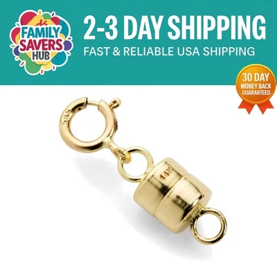 Elegant 14K Yellow Gold Magnetic Clasp Converter for Necklaces & Bracelets
