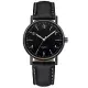 Geneva 日內瓦-米歇爾商務簡約中性數字標手錶 _黑框黑面黑帶