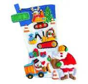 Handmade Felt Christmas Stocking Santa North Pole Construction Company Finished