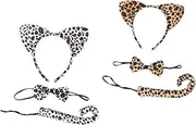 LIFKOME Cat Dress up Kitten Costume Plush Leopard Cat Ears Cat Ears Leopard Cats Cat Ears Tail Yellow Headbands Outfits Apparel Supplies Cosplay Supply Cloth