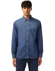 [Lacoste] Long Sleeve Denim Shirt in Deep Medium