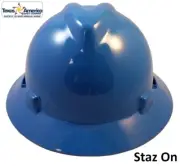 MSA V-Gard Full Brim Hard Hats with Staz-ON Suspensions - Blue