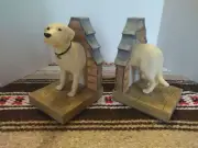 New Realistic Yellow Labrador Dog Bookends Resin True Friends Play 2002