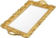 MUELODSIC 1Pc Elegant Vintage Mirror Tray Retro European Style Decorative Storage Polished Surface Jewelry Holder for Home Decor present Small Accent