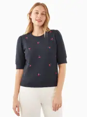embroidered cherry pullover