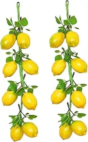 Ciieeo 2 Bunches Imitation Lemon Skewers Toys Plants Lemons Lemon Branches Lemon Wreath Girls Hanging Lemon Decor Hanging Fruit Prop Fruit Themed Party Supplies Vegetable Skewers Food