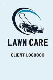 Lawn Care Client Logbook | Landscaping Customer Needs and Preferences: Navy Mower on Light Blue