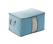 ishuif Zippered Stackable Clothes Quilts Pillows Storage Bag Box Home Organizer Pouch-Blue