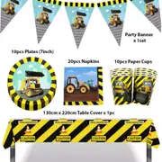 10 Guest Value Pack Construction Truck Excavator Theme Party Supplies Tableware Birthday Decoration