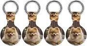 4PCS for Cute Pomeranian Dog Air Tag Holder Case Waterproof & Shockproof Anti-Scratch Protective Air Tag Cover with Keychain Ring Silicone Tags Holders for Luggage, Backpack, Keys, Pet
