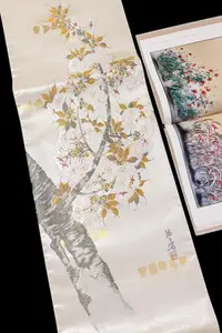 在飛比找Yahoo!奇摩拍賣優惠-珍珠箔，櫻花樹，淺山織物。日本西陣織茶席。
