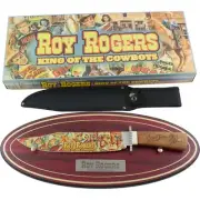 Rough Rider Roy Rogers Bowie Fixed Blade Knife Wooden Display Plaque Sheath