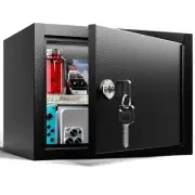 Small Safe Box (0.22 cu. ft.) with Key Lock for Kids and Medicine Safe for Gr...