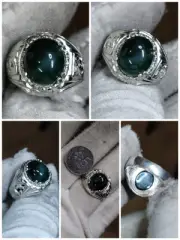 Natural Untreated Jade Burma 5.6 carat Silver 925 Ring Solid