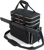 MONGPIENS RPG, D&D Miniatures Storage Travel Bag - Fits 44 Miniatures, 6-8 Books Storage Capacity, Battle Map Holder, DND Dice & Token Pockets - Dungeons and Dragons Miniatures Dice Bag - Black,