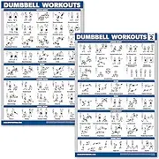 QuickFit 2 Pack Dumbbell Workout Exercise Posters - Volume 1 & 2 - Free Weight Body Building Exercise Charts - 18" x 27" - Vol. 1 & 2