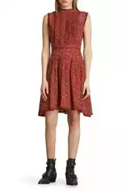 ALLSAINTS L78517 Women's Myra Red Floral A-Line Dress Size 4 US