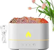 Flame Air Humidifier, Desk Aromatherapy Diffusers Volcano Night Light, 7 Colors Flame Fire Humidifier, Desk Aroma Noiseless With 3-speed Timing For Table