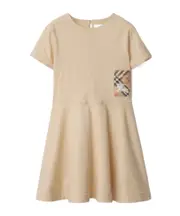 Burberry Kids Check Label Crewneck Flared Dress 8Y,6Y,4Y,3Y printed fabric