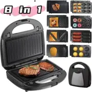 8 in 1 Electric Multifunctional Waffle Maker Non Stick Plates Jaffle Grill Toast