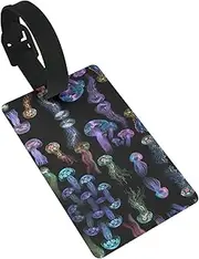 [OdDdot] Color Jellyfish Print Luggage Tags for Suitcase,Travel Cruise Luggage Tag, Name ID Labels, for Baggage Bag Suitcase