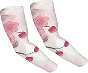 [FHEDVBN] Pink Cherry Floral Arm Sleeves Compression Arm Covers for Men Women Outdoor Sun Sleeves Cooling Sports Sleeve, Black