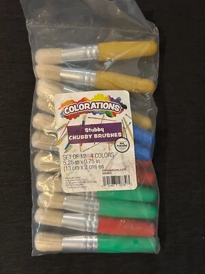 Colorations Stubby Chubby Children's Paintbrushes 4 colors 12ct