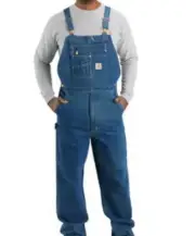 NWT Carhartt Overalls Mens 32 X 28 Denim Carpenter Bib Overalls R07 DST