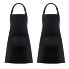 2 Pack Bib Aprons with 2 Pockets Cooking Chef Kitchen Apron for Women Men, Black