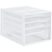 J.Burrows Desktop File Storage Organiser 4 Drawer White/Clear