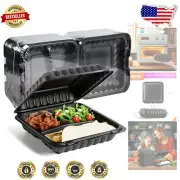 Versatile 34 Oz Black Clamshell Takeout Containers – 55 BPA-Free, Stackable Set