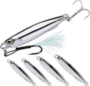 5pcs Metal Spoons Fishing Lure Spinner Bait Bass Tackle with Treble Hooks Hard Bait Crankbait Micro Jigging Bait