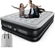 Queen Size Air Bed, Inflatable Bed with Built-in Pump, 3 Mins Quick Self-Inflation/Deflation Air Mattress, Blow Up Bed for Home Portable Camping Travel 203 * 157 * 47cm 300kg MAX