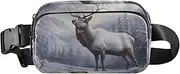 [XYMZR] Fanny Pack Elk Snow Landscape Hip Bag Belt Bag for Women Man Fashion Waist Pack Water-repellent Crossbody Bag for Halloween Costumes Running Hiking Jogging Travel Sport, Multi-colored, one size