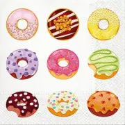 Set Of 20 Luncheon Size Tasty Donuts Napkins