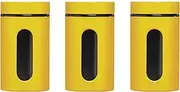 Premier Housewares Storage Biscuit Tin for Biscuit Jar And Cookie Jars For Biscuits - Yellow Set of 3 Canisters Sets For The Kitchen 18 x 10 x 10 cm