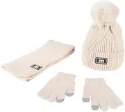 [EUBUY] Unisex Winter Warm Knitted Scarf Beanie Hat and Gloves Set for Kids Toddler Children Boys and Girls 1-8 Years Old