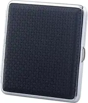 [TRELVEX] Lightweight PU Cigarette Case, Portable Metal Box Holder for Men and Women, Holds 20 Cigarettes(Black)