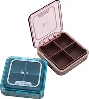 Baluue 2pcs Box Medicine Storage Box Square Container Supplement Case Small Pill Case Holder Daily Medicine Container Portable Pill Organizer Mini Open Lid Holder Pp