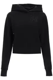 [PALM ANGELS] PALM ANGELS cropped hoodie with monogram embroidery L Black