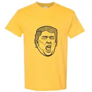 Funny USA President Donald Trump Dictator Shout Face Men T Shirt Tee Top - Yellow