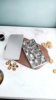 Honwor 30-Piece Mini Cookie Cutter Set - Stainless Steel Shapes for Pastry, Pie Crust, Fruit - Star, Flower, Heart, Square, Triangle, Oval, Raindrop & More Geometric Molds
