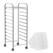 Costway 10 Drawers Electroplated Rolling Storage Trolley Cart White