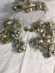 Craft Bells LOT 105 Shiny Gold Silver Top 20mm 3/4" Metal Holiday Jingle Bells