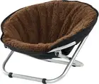 Folding Pet Cozy Chair - Portable round Fold Out Elevated Cat Bed - Brown Fleece
