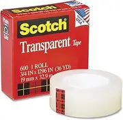 Wholesale CASE of 25 - 3M Scotch Glossy Transparent Tape-Transparent Tape, 1" Core, 3/4"x1296"
