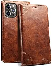 SINIANL iPhone 13 Pro Max Leather Wallet Case - Magnetic Closure, Kickstand, Card Slots, Flip Book Cover - 6.7 inch 2021, Khaki