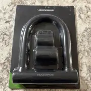 ROCKBROS Bike U Lock Anti-theft Cycling U-Shape Lock Motorcycle Alloy Bold Black
